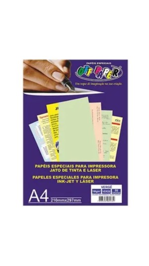 PAPEL IMP.VERGÊ 180G A4 210X297 PCT C/50 FLS OFF PAPER